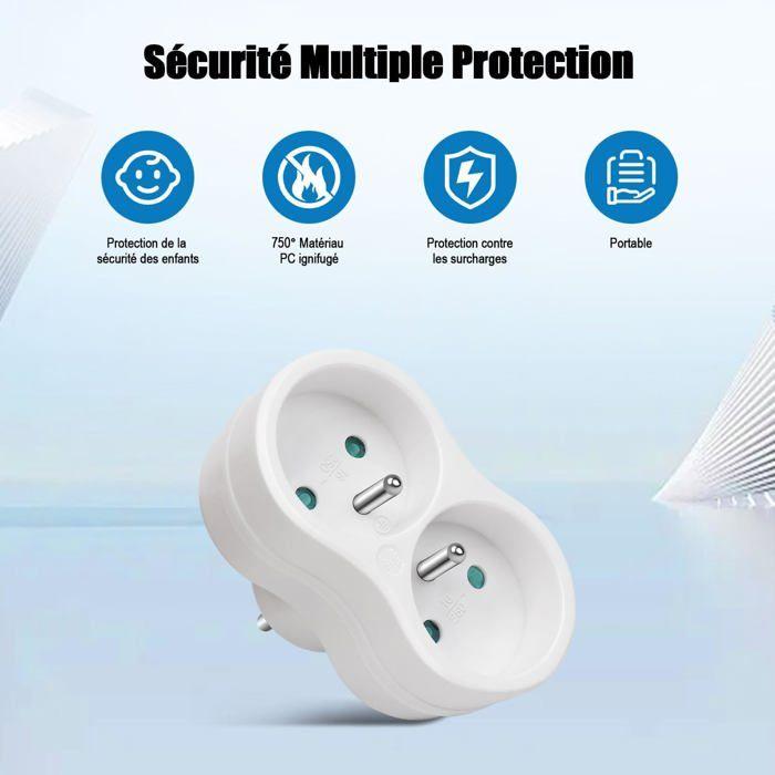 Multiprise 2 Prises Pour Façade,Prises De Courant Avec Sécurité Enfant Intégrée,Idéal Pour Chambre Bureau Domicile,16A,230V,Bl