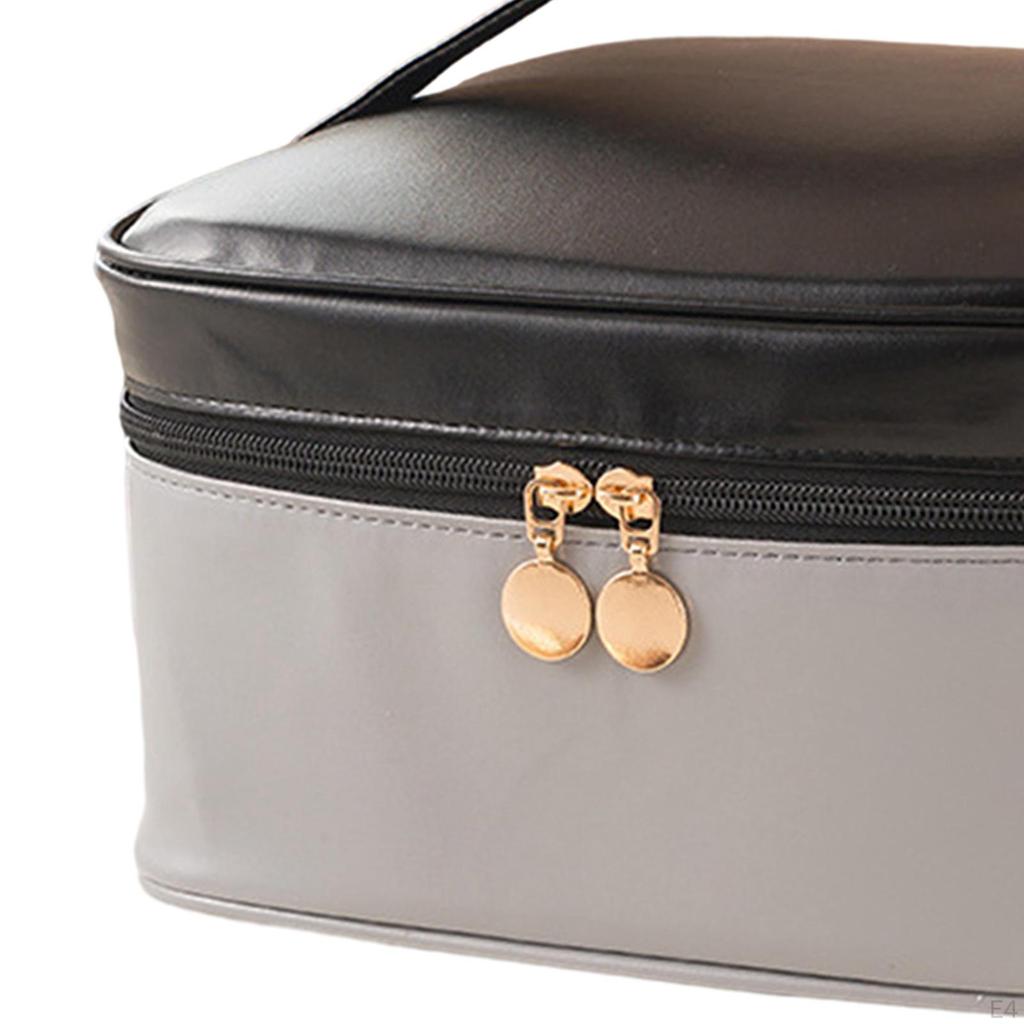 PU Leather Women Makeup Bag with Zipper, Cosmetic Travel Essentials Oil Case