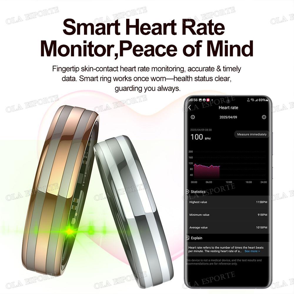 New  Smart Ring Heart Rate Stress Temperature Health Monitor Multi-sport Mode Waterproof Gesture Sensing Smartring Men Women