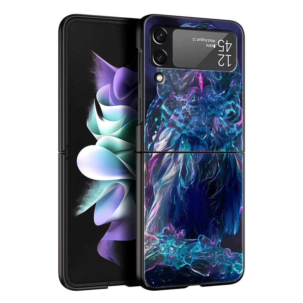 Abstract Surreal Animal Lion Phone Case for Samsung Galaxy Z Flip 3 4 5 Black Folding Mobile Shell Hard PC Coque Protect Cover