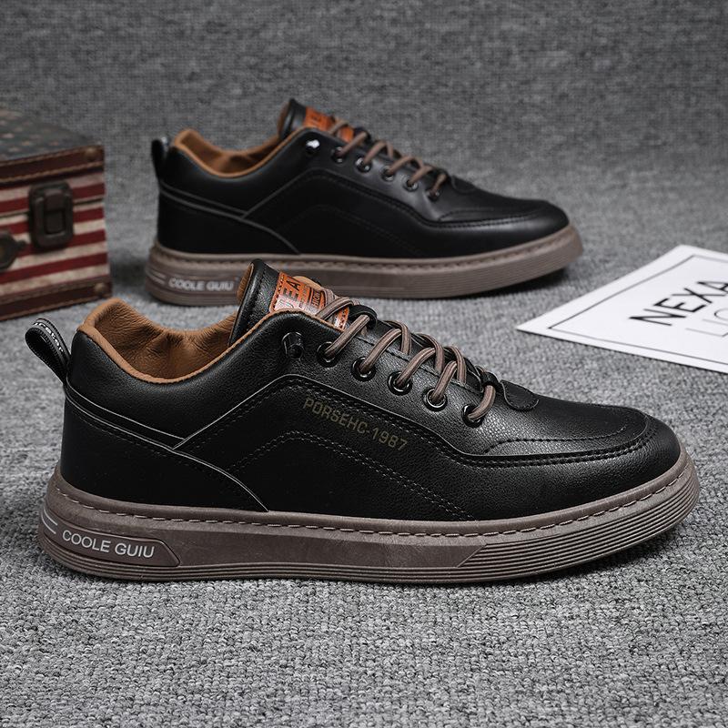 Leather cowhide men's shoes board shoes new trend casual shoes versatile leather shoes men pedal white shoes men