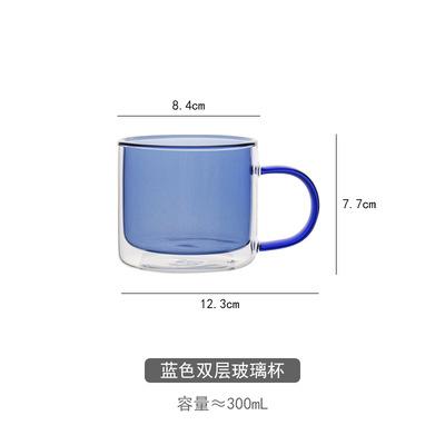 Double-Layer Anti-Scald Color Glass with Handle, Creative Heat-Resistant Cup, Household Coffee Mug, Kawaii Espresso, Ins Style