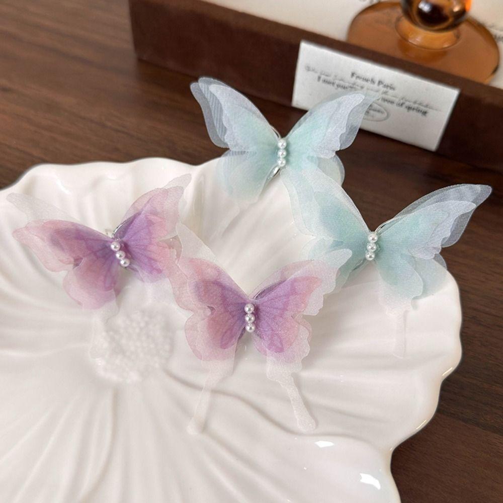 

5PCS Simulation Butterfly Mesh Butterfly Patches 3D Cloth Applique Handicraft