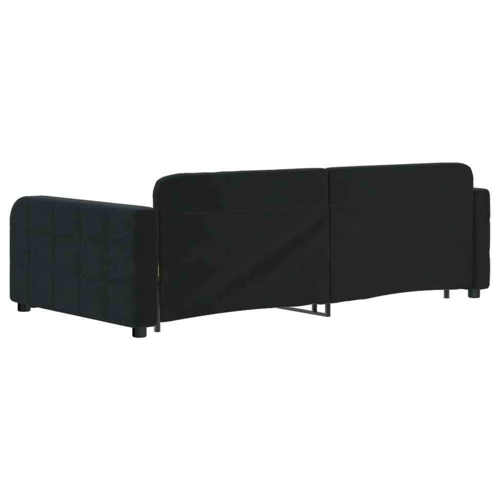 Extendable Daybed Black 100 x 200 cm Velvet