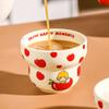 Japanese Milk Whirring Cute Cartoon Illustration Cream Ceramic Gourd Bowl Sweet Taste Bowl Cereal Salad Bowl Hand Cup