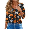 Dámské tričko Halloween potisk knoflík 3/4 rukáv tunika denní víkendová móda základní V-výstřih běžný top