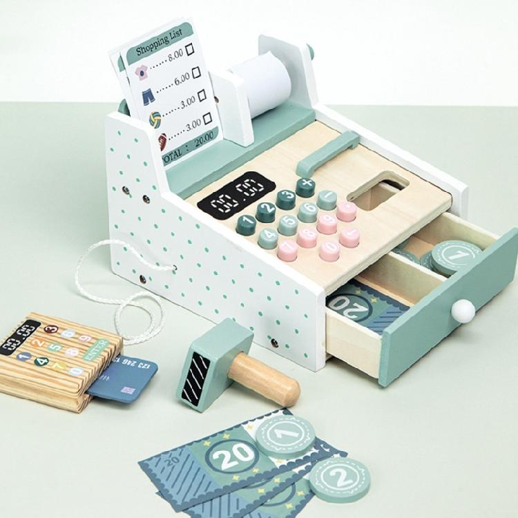 Kids Supermarket Cash Register Playset With Scanner and Play Money Supermarket Checkout Toy Sound Effects