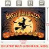 Party Backdrop Halloween Flat Witch Silhouette Pumpkins Multi Layered Celebrations Photo Booth Decor Front Door Decor