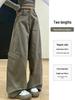 Women's Army Green High-Waisted Wide-Leg Cargo Pants - Petite, Loose-Fit, Slimming, Casual Spring 2026 Style