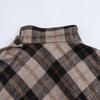 2025 Spring Women's Casual Color Block Plaid High Neck Cape Coat