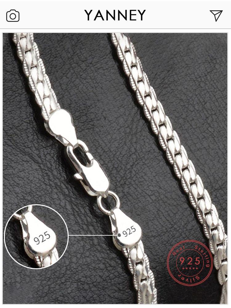 

New 925 Silver 8/18/20/22/24 Inches 6MM Full Side Chain Bracelet Necklace Men Women Fashion Wedding Christmas Jewelry 20cm Bracelet