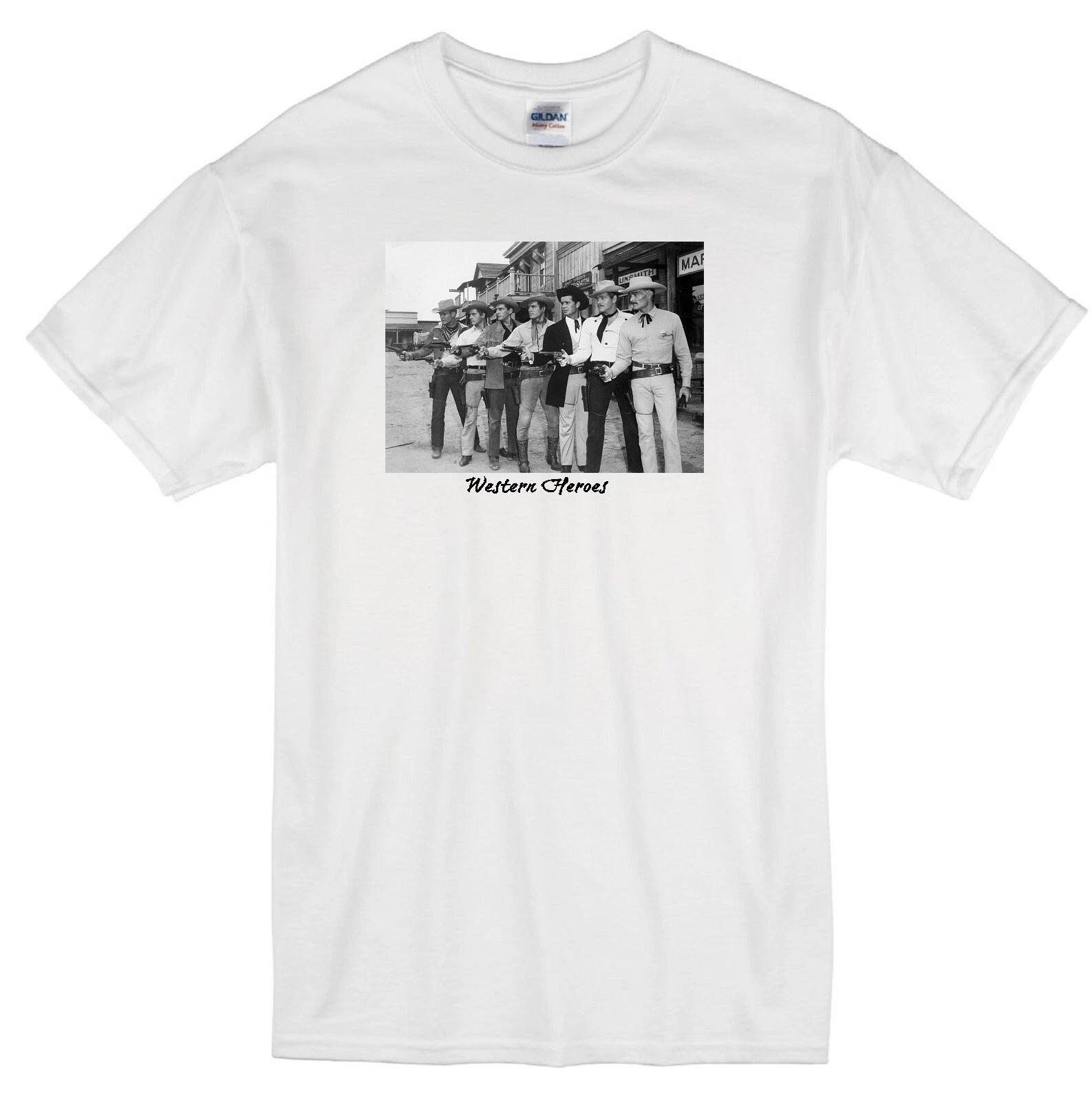 

WESTERN HEROES RETRO SUGARFOOT LAWMAN BRONCO MAVERICK COLT 45 TV WHITE T-shirt S