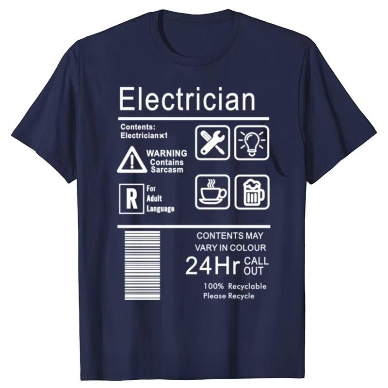 Funny Electrician Package Care Instructions Mens TShirts Top Electrical Engineer ONeck Tees Cotton T Shirt Unisex Tshirt