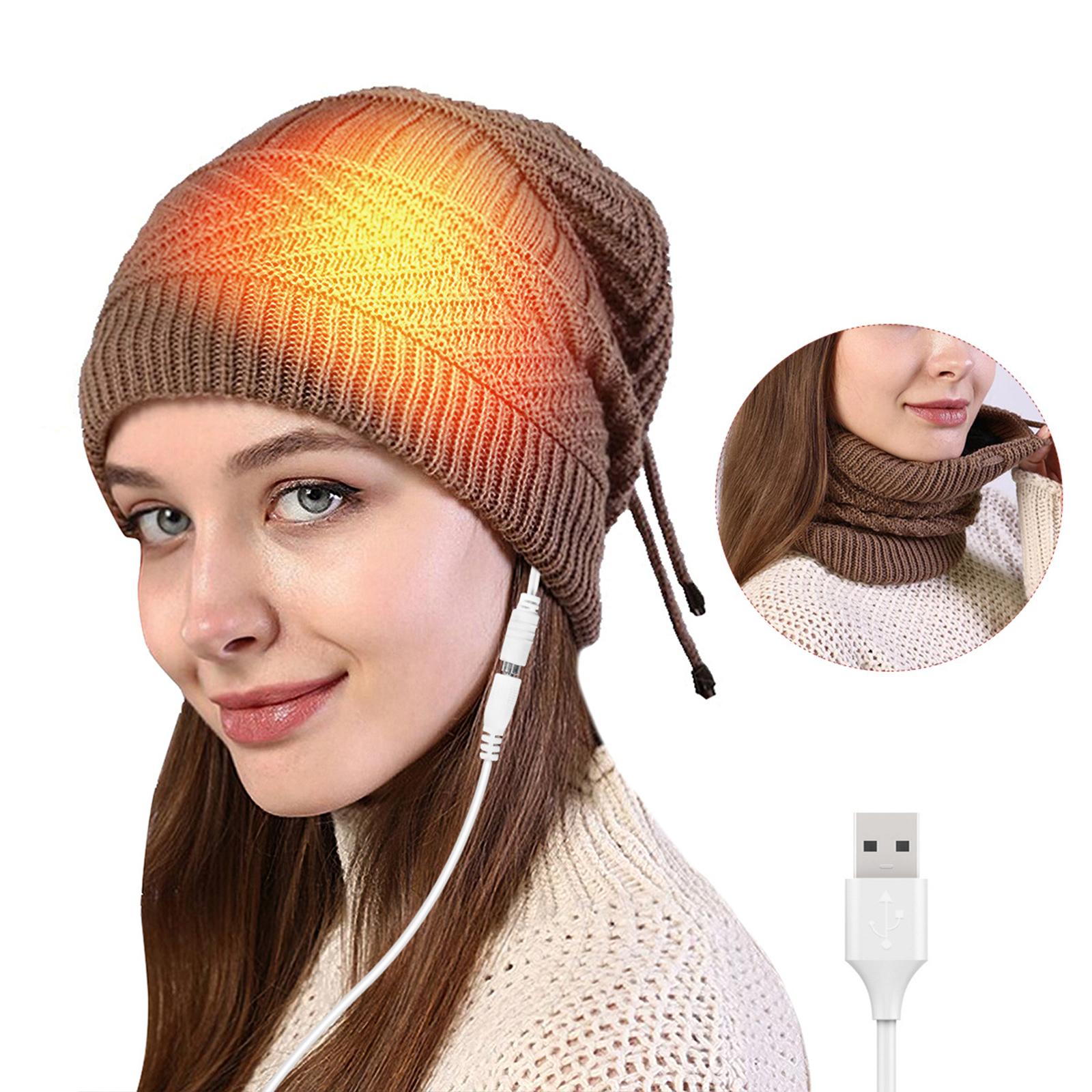 

Electric Heating Hat Electric Warm Heated Hat USB Electric Heating Hat Warm Heated Hat Outdoor Knitted Heated Hat Scarf хакі