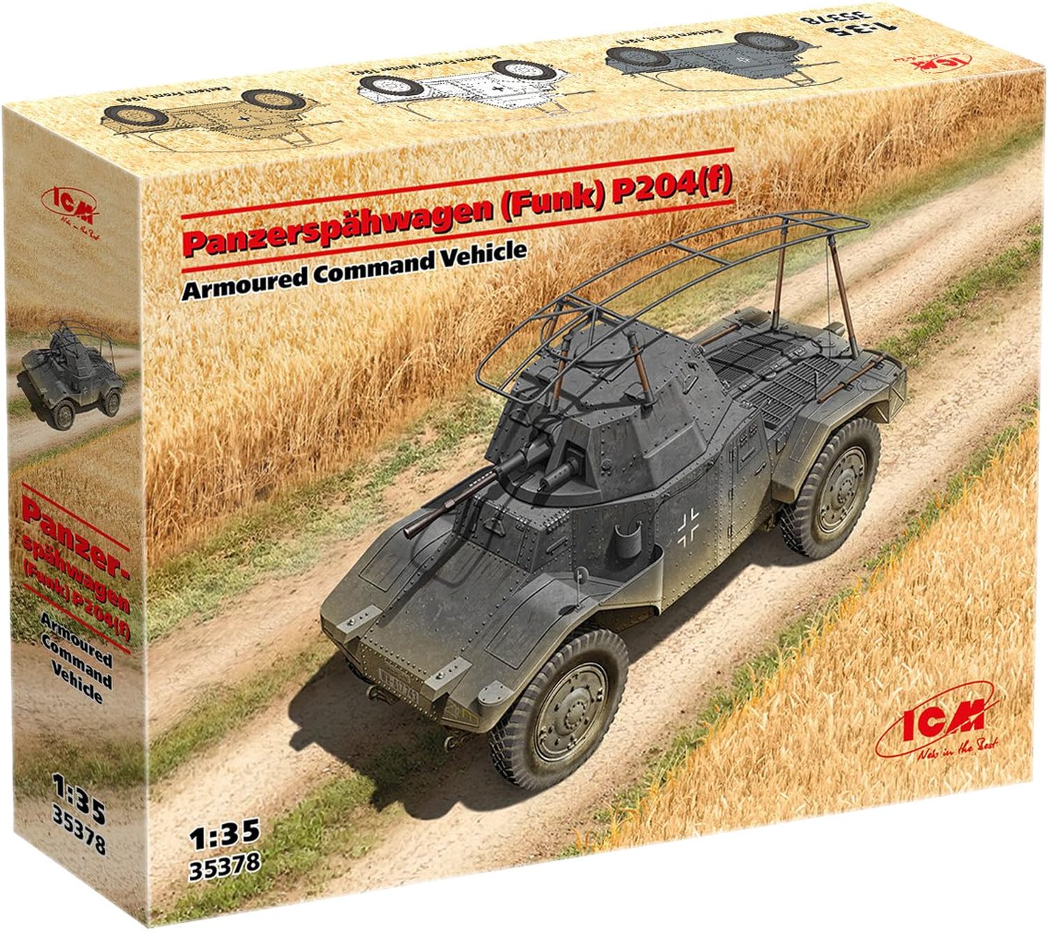 ICM German Armored Command Vehicle Plastic Model Kit 35378 1/35 P204(f) (Combat Vehicle)