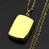 Collar Colgante Minimalista Rectángulo en Blanco para Foto para Mujeres Hombres Acero Inoxidable Color Dorado Cadena de Recuerdo Joyería Regalos
