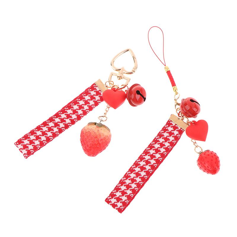 1 Stück Erdbeere Rotes Herz Schlüsselbund Schlüsselbund Für Frauen Mädchen Schmuck Simulierte Frucht Niedlich Auto Schlüsselhalter Schlüssel Zubehör