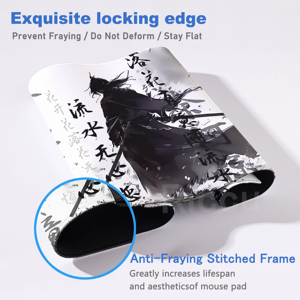 Samurai Warrior black and white drawing MousePad Gamer Computer PC Accessories Keyboard Table Mouse pad Company Gaming Desk Mats