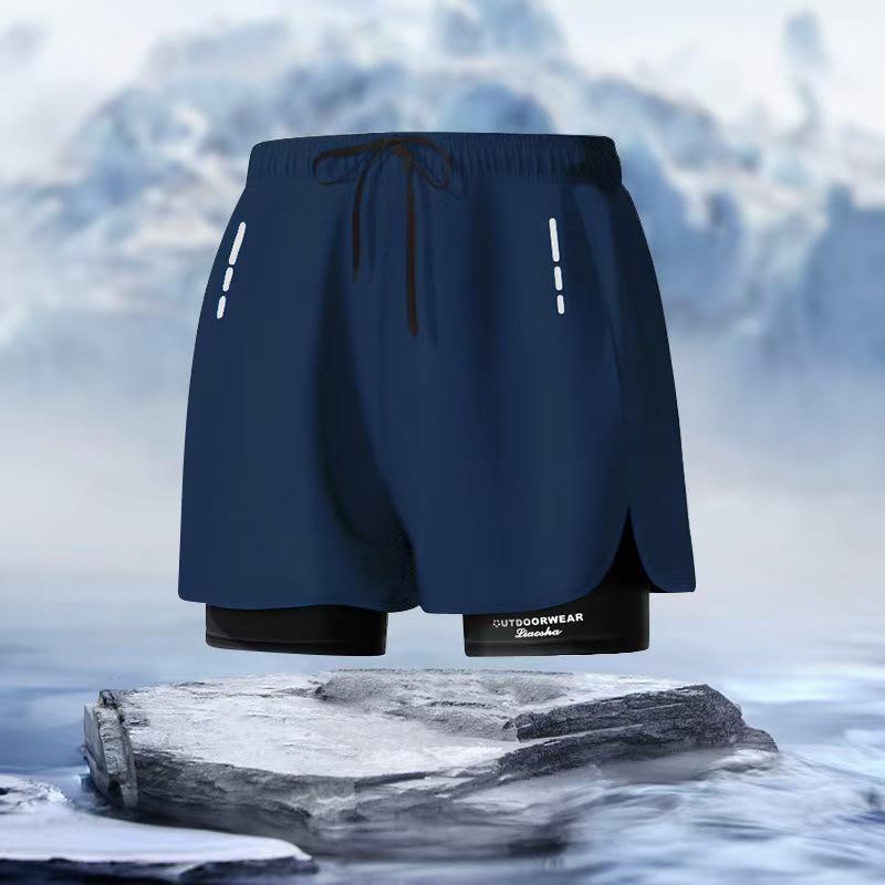 Men’s Quick-Drying Swim Trunks with Double-Layer Anti-Embarrassment Design for Beach and Sports Activities