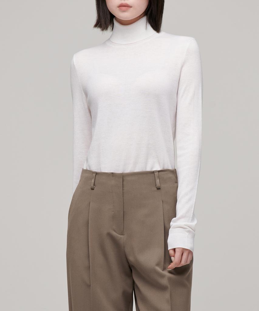 MUSINSA STANDARD WOMAN Women'S Merino Wool Blend High-Gauge Turtleneck Knit [Ivory]