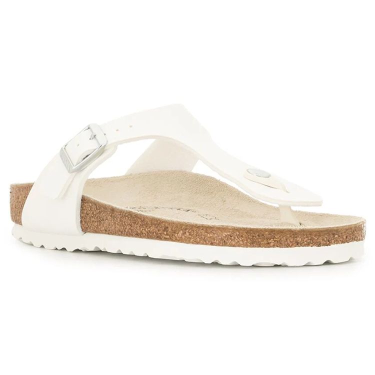 Birkenstock Gizeh Leather Minimalist Casual Rubber Sole Anti-Wear Flip Flops Women Footwear White Brown 0043733