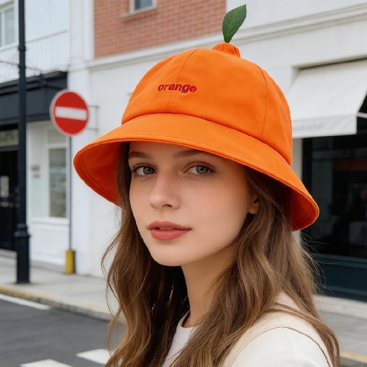 Stylish Tangerine Fisherman Hat With Sun Protection Baseball Cap Beret Suitable For Males Females And Kids