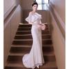 Evening Dress Skirt Women's Light Luxury Niche High-end Senior Sense Host French Fishtail Heavy Industry Party Dignified Atmosphere