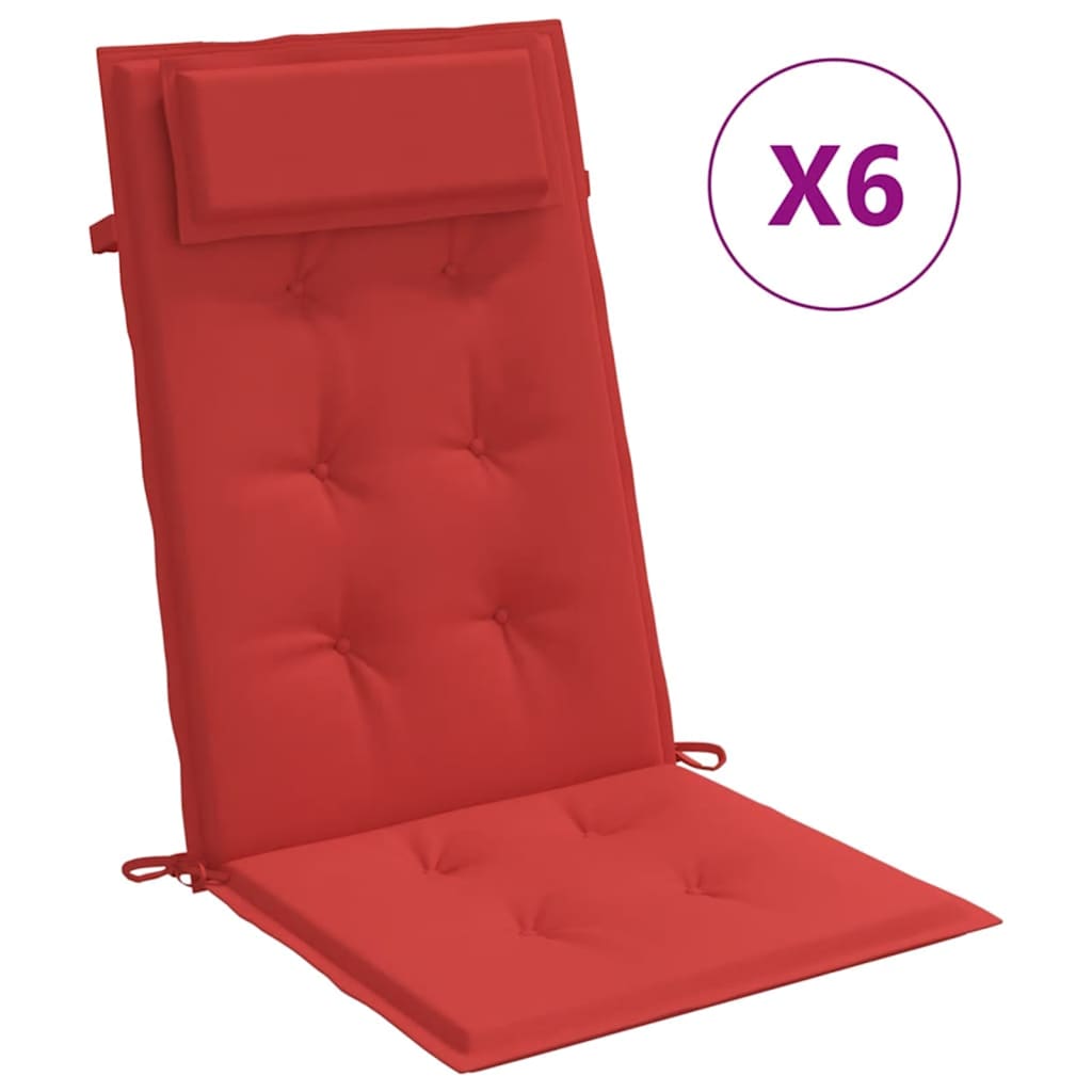 High Back Chair Cushions 6 Pcs Red Oxford Fabric