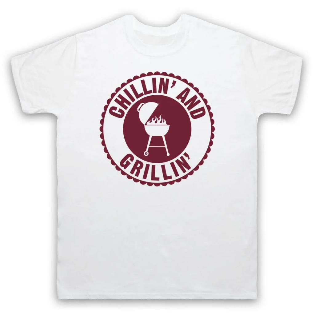 Chillin BBQ and Grillin Retro Slogan Cooking Chef T Shirt New 100 Cotton Short Sleeve ONeck Tshirt Casual Mens Top