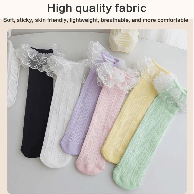 Fashion Lace Calf Socks Socks Breathable Loose Socks for Girls Bowknot High Boot Socks Long Knee High Stockings