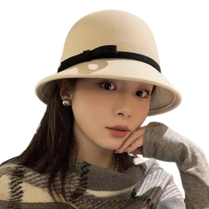 Princess Cloche Hat Handmade Woolen Hat Elegant Sun Hat Surprise Gift for Girlfriend for Vacations French Style