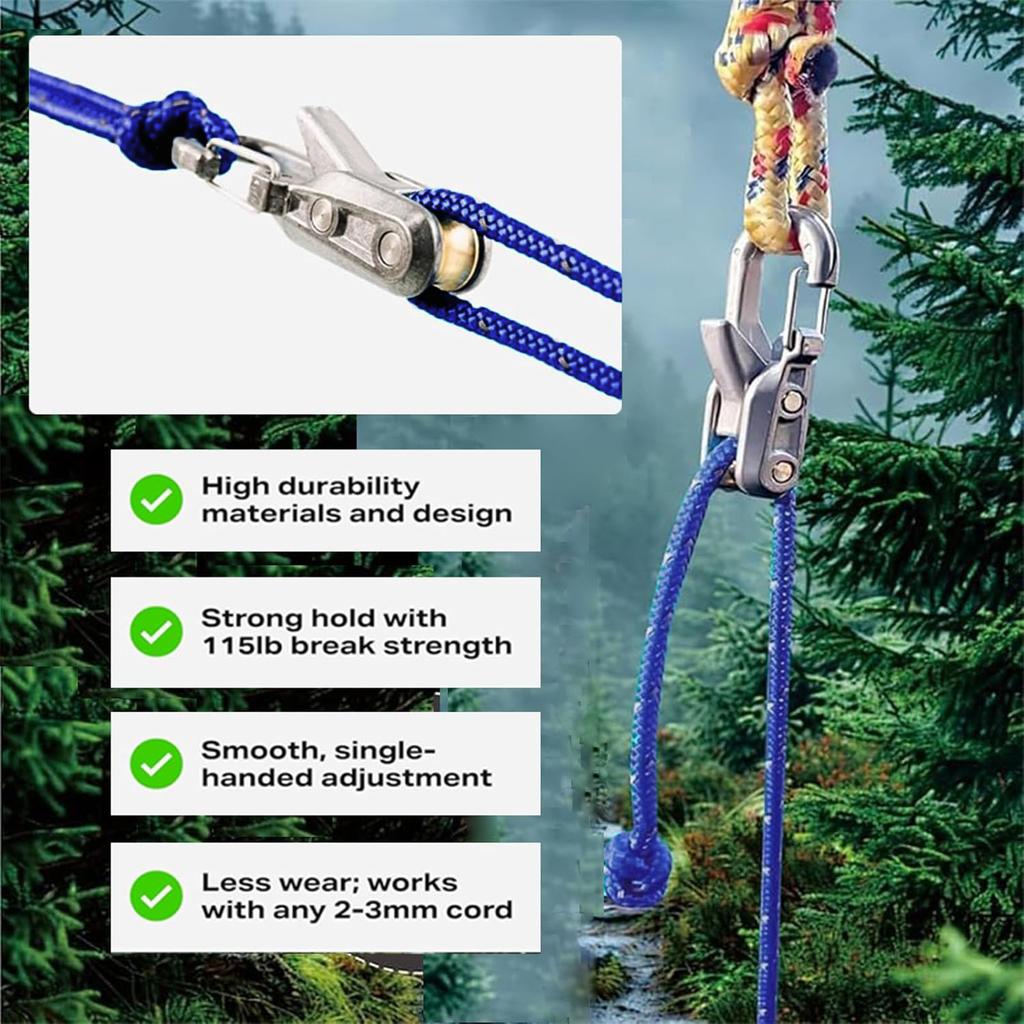 2/4/6Pack Paracord Adjusters Rope Tightening Tool & Tensioner Heavy-Duty Tie Down Rope with Roller Tensioner for Camping Outdoor
