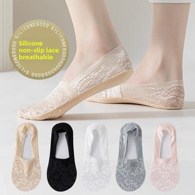 5 Pairs of Women's Summer Lace Mesh Casual Thin Invisible Boat Socks