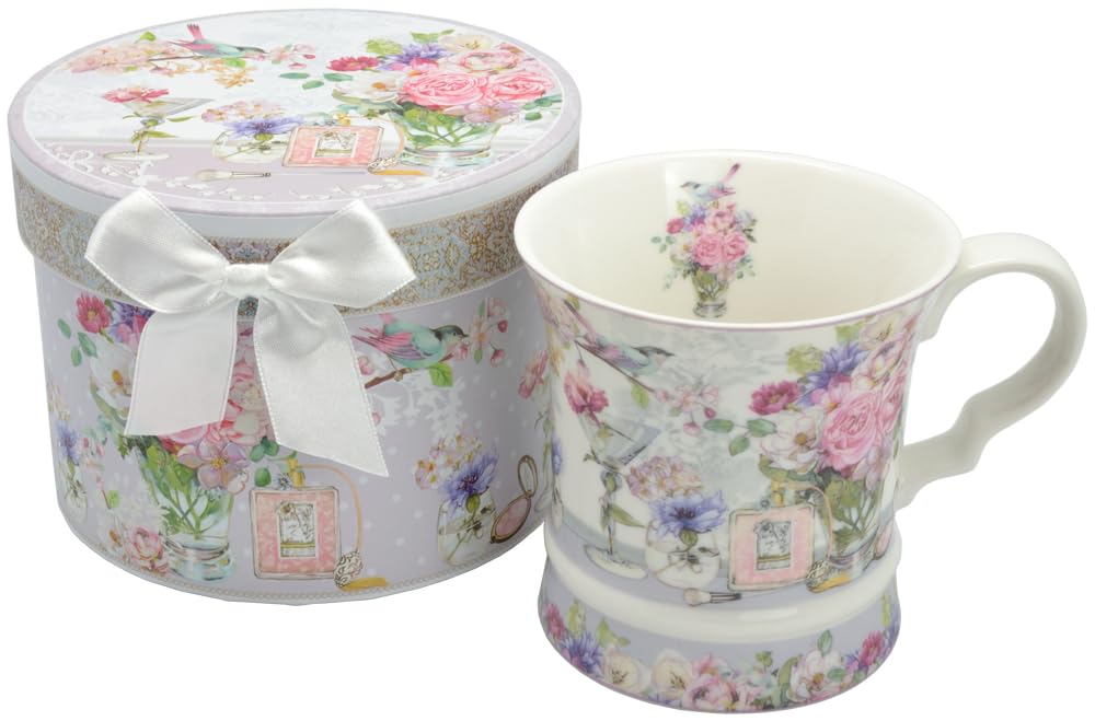 Royal Arden New Bone China Mug, 300ml, Floral Rose Design, CoffeeTea Cup, Microwave-Safe, Gift Boxed, 37632