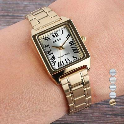 Women's Square Analog Metal Wristwatch LTP-V007G-9B