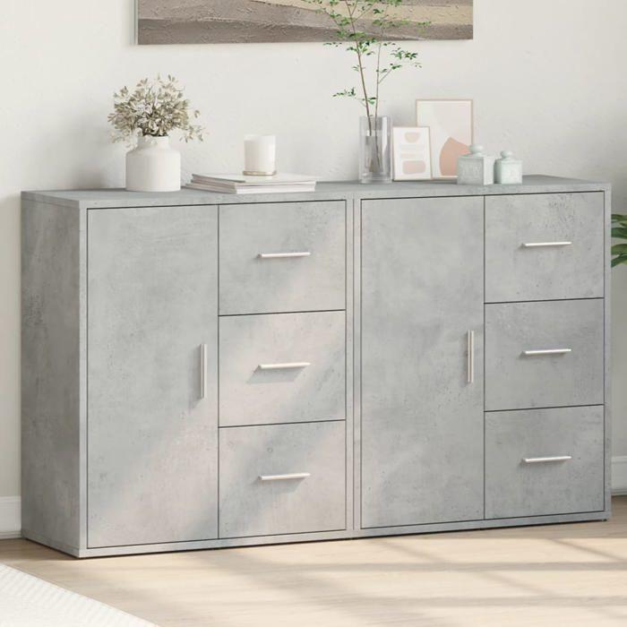 VidaXL Buffets 2 Pcs Concrete Grey 60x31x70 Cm Engineered Wood 3276556