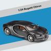 1:Model de mașină Bugatti Chiron la scară de 24 de jucării pentru jucării pentru băieți cu vârsta de 3-12 ani, vehicule cu tragere înapoi cu uși muzicale și capotă care pot fi deschise
