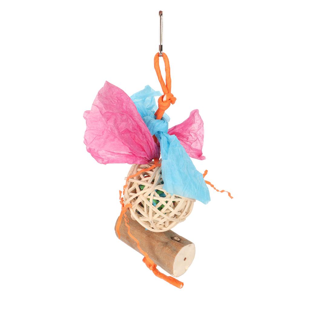 Bird Chewing Toys Parrot Foraging Shredding Toy Hanging Rattan Ball and Sola Wood Stick Toys for