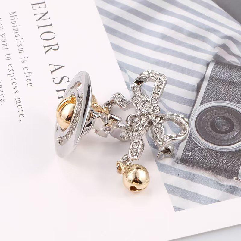 Empress Cixi Planet Pendant & Christmas Bell Bow Brooch Necklace: Luxury Women's Fashion Clavicle Chain