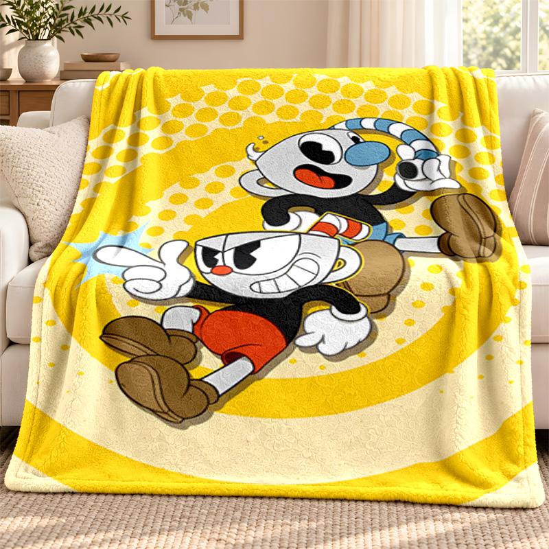 Cuphead blanket Flannel Blanket Soft Cozy Plush Throw for Sofa Bed Lightweight Home Decoration Outdoor camping