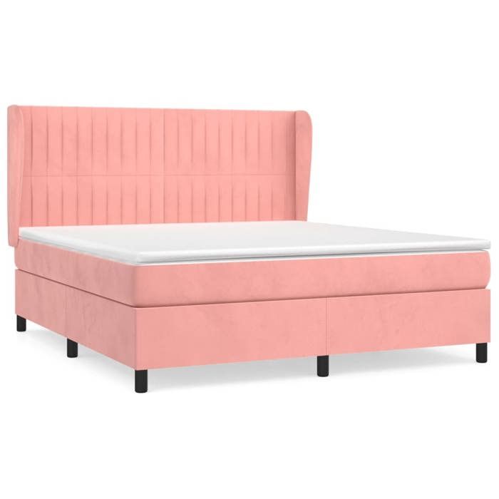 Lit avec matelas - Maison Exclusive - 180x200 cm - Velours rose - Tête de lit réglable