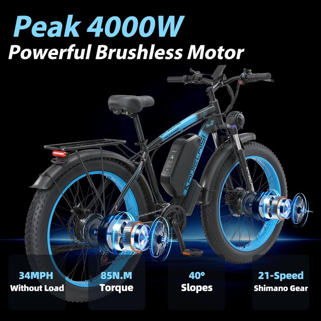 KAIJIELAISI E Bike V3 Motore 4000W Picco Batteria 48V23AH Bicicletta Elettrica 26 Pollici Gomme Grasse Freno Idraulico Bicicletta Elettrica Fuoristrada