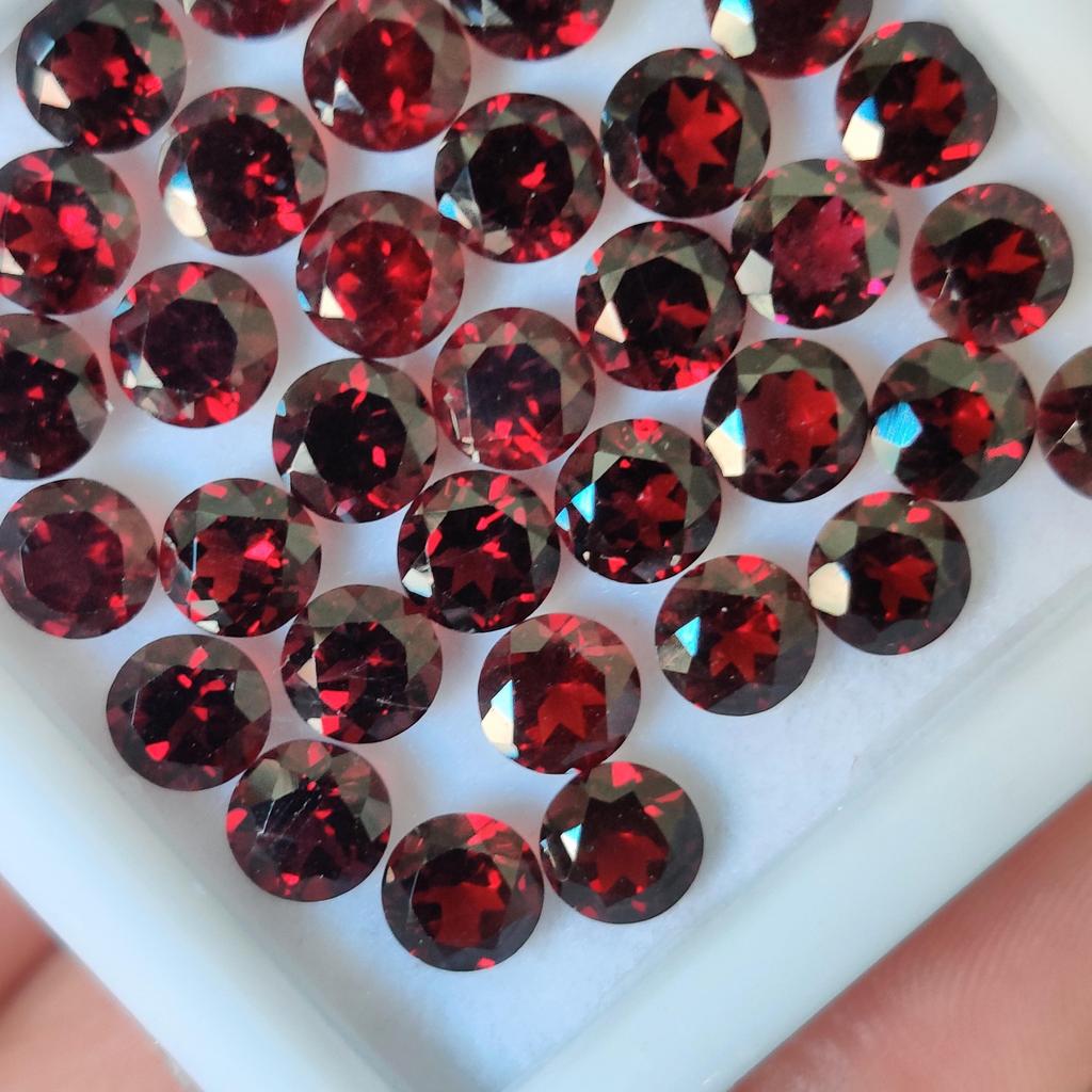 5 Mm Round Cut Natural Red Garnet Gemstone Lot, Healing Gemstones Lot.