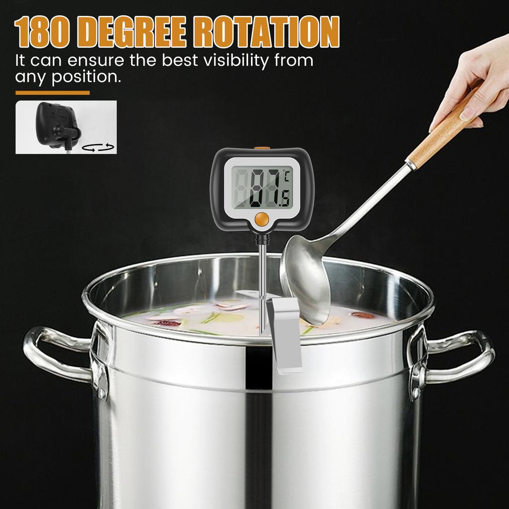 1/2 Pcs Candy Thermometer Deep Fry Oil Thermometer with Pot Clip Food Cooking Kitchen BBQ Thermometers for Frying Candy Making
