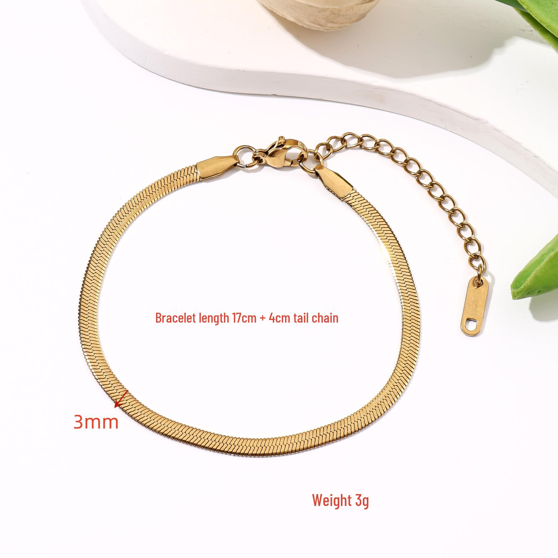 European Light Luxury Snake Chain Bracelet: 18K Gold-Plated Titanium Steel, Premium Simple Design