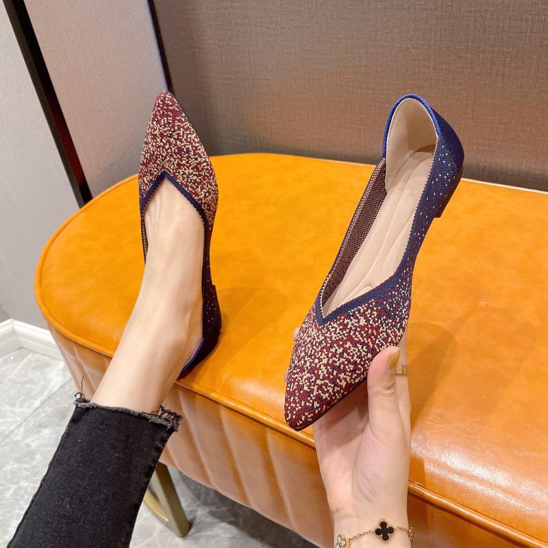 

Одинарная обувь женская вязаная тканая обувь летящая вязка повседневная с мелким вырезом супермягкая обувь-яичный рулет 43