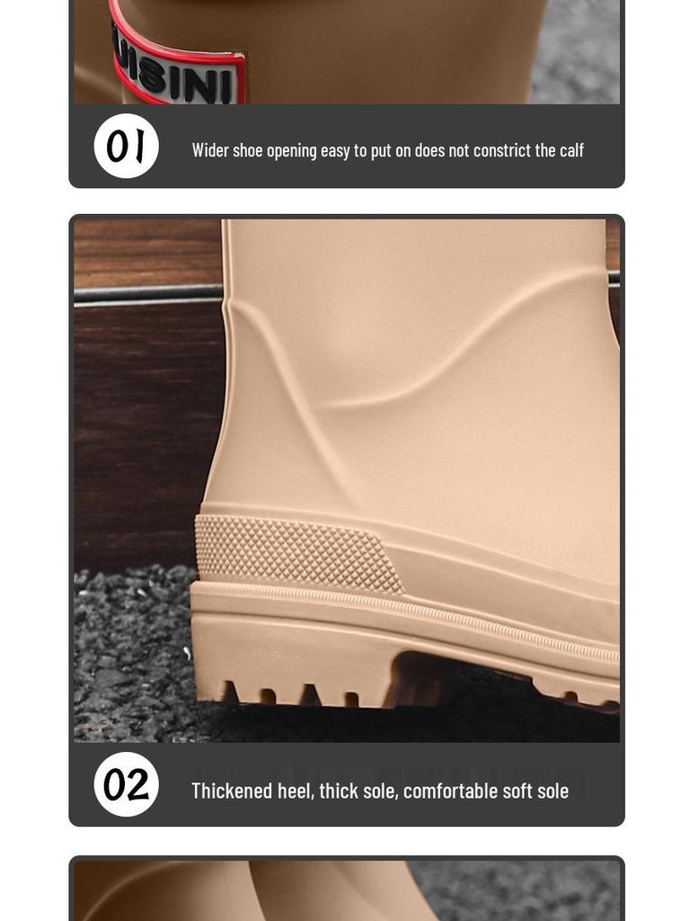 Damen Stiefeletten Regenstiefel im koreanischen Stil - Trendig, wasserdicht, rutschfest, ideal für Outdoor-Arbeiten und Autowäsche.