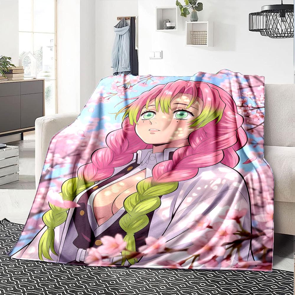 1pc Mitsuri Kanroji Blanket, Gift, for Men and Women, Soft Blanket, Good for Sofa Bed Couch Travel, Lightweight Flannel Blanket