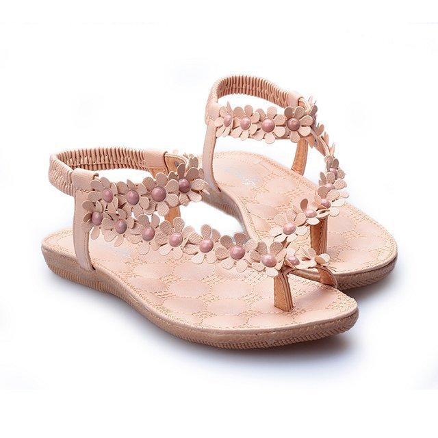 Foreign trade Bohemian sandals women's shoes clip on feet summer new style clip on toe flower flat shoes flat heel