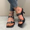2024 Summer New Buckle Sandals Women's Sexy Line with Thin Heels Open Toe Slippers Fashion All-matching High Heels